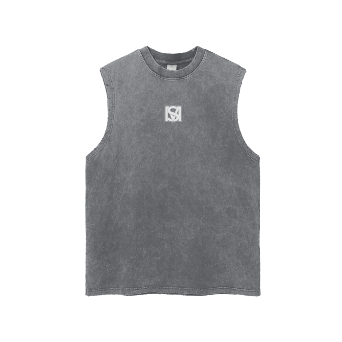 SM Snow Washed Hem Tank Top grey front