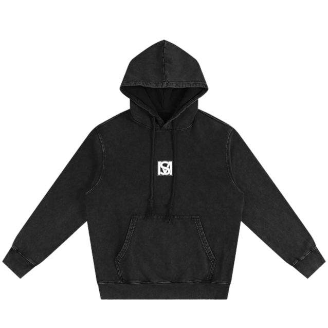 SM Snow Washed Hoodie black front