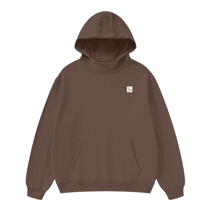 SM Sig. High Neck Fleece Hoodie brown front