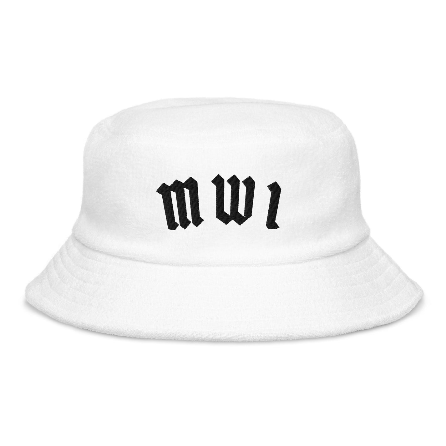 SM Script Bucket Hat white front