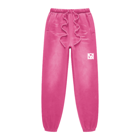 SM Sunfade Fleeced Sweatpants hot pink front