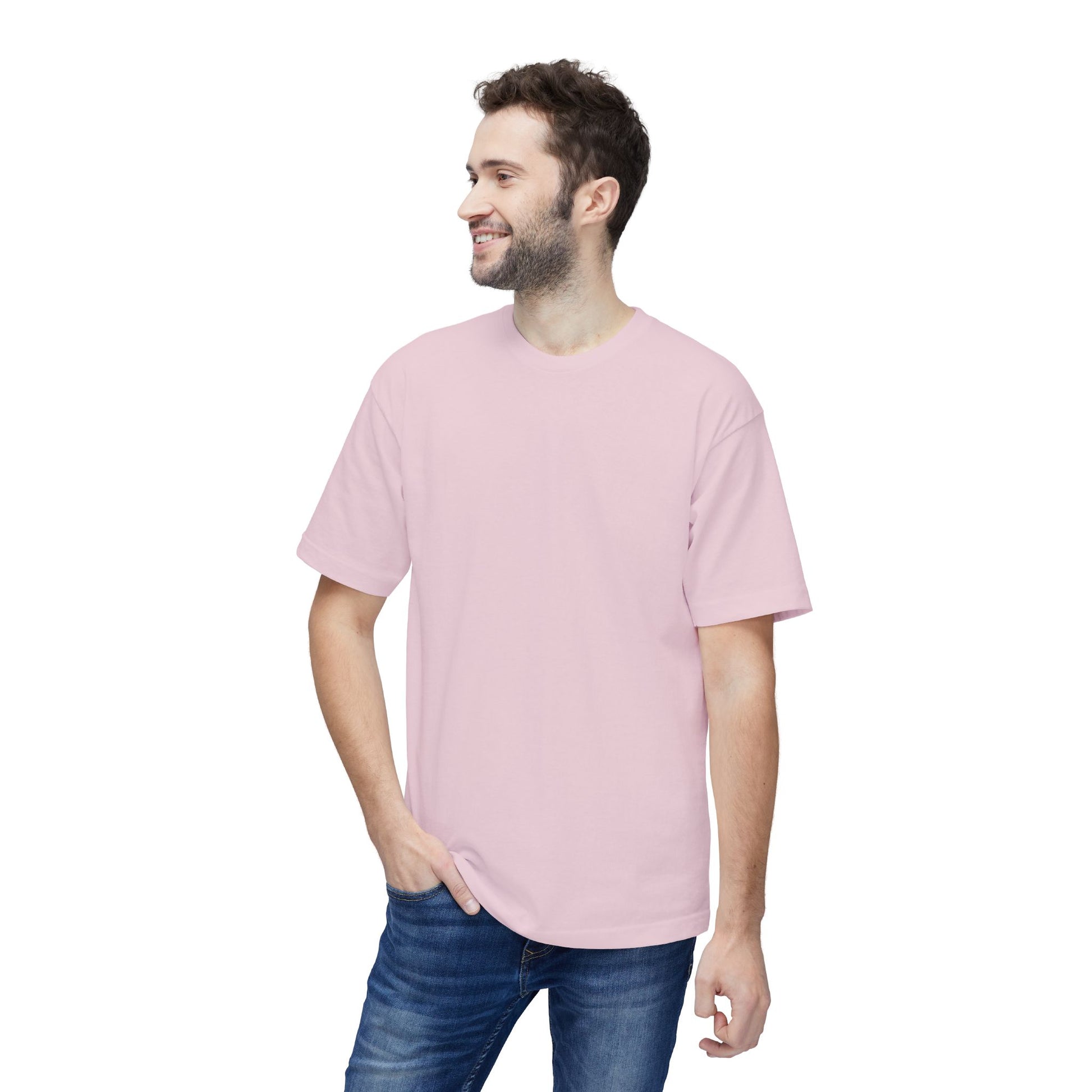 Model wearing SM Wavy T-shirt smiling