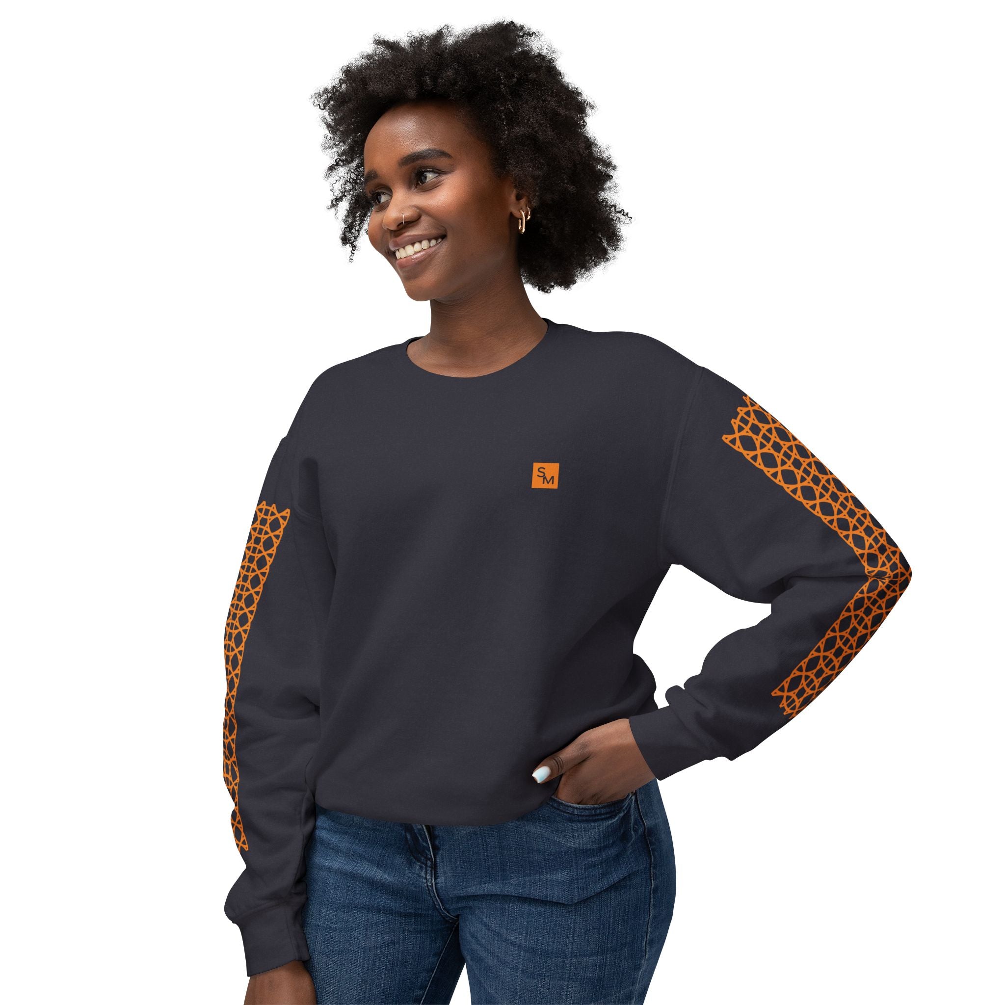 Model wearing SM Spine Sweatshirt black front