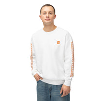 Model wearing SM Spine Sweatshirt white front