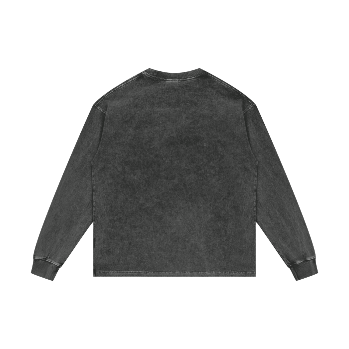 SM Acid Wash Long Sleeve T-shirt dark grey back