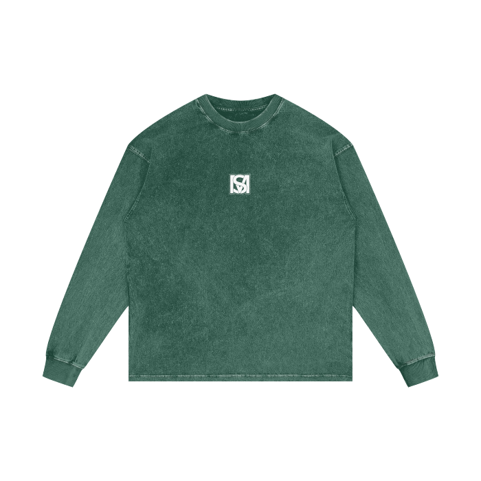 SM Acid Wash Long Sleeve T-shirt dark green back