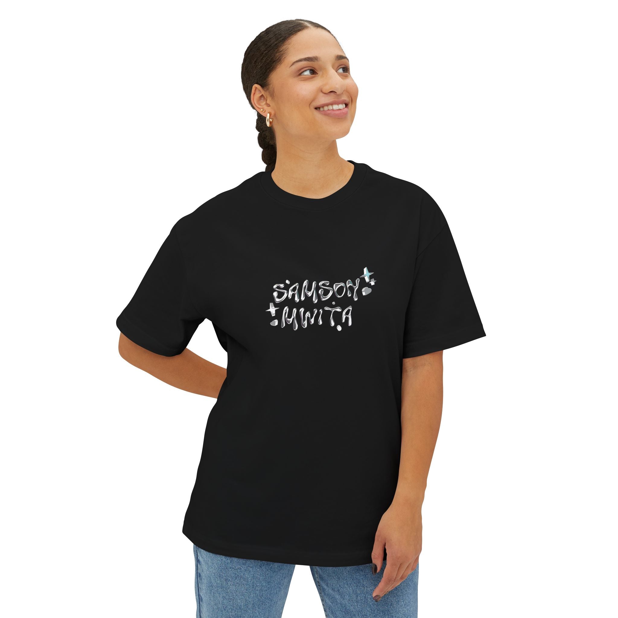 Model wearing SM Bubble T-shirt front