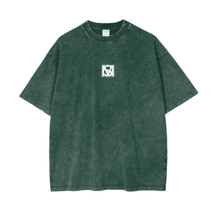 SM Acid Wash T-Shirt Dark Green front