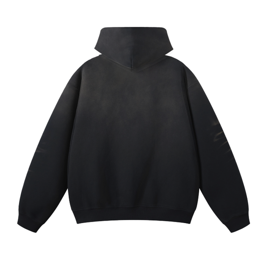 SM Monkey Washed Fleece Hoodie black back