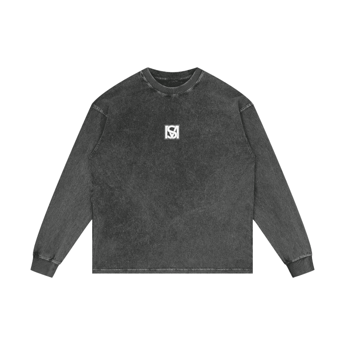 SM Acid Wash Long Sleeve T-shirt pirate grey front