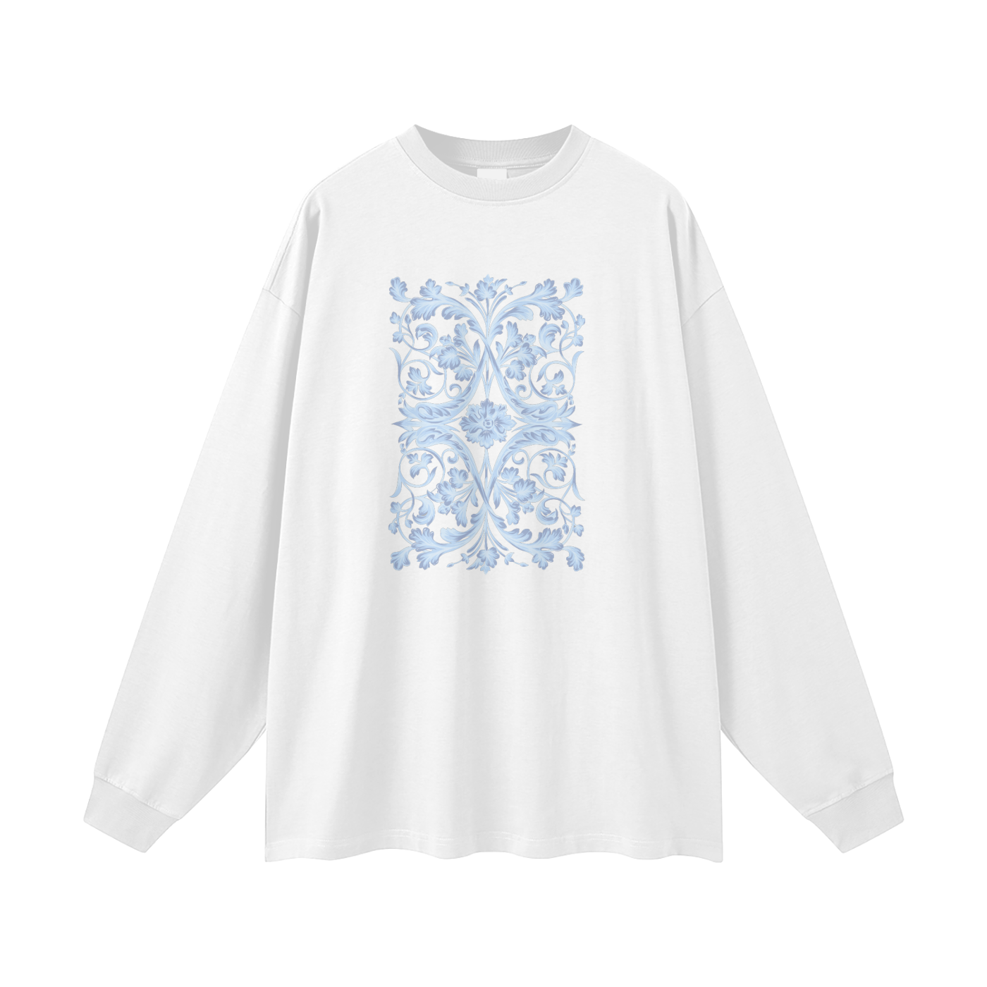 SM Baroque Bloom Long Sleeve T-shirt white front