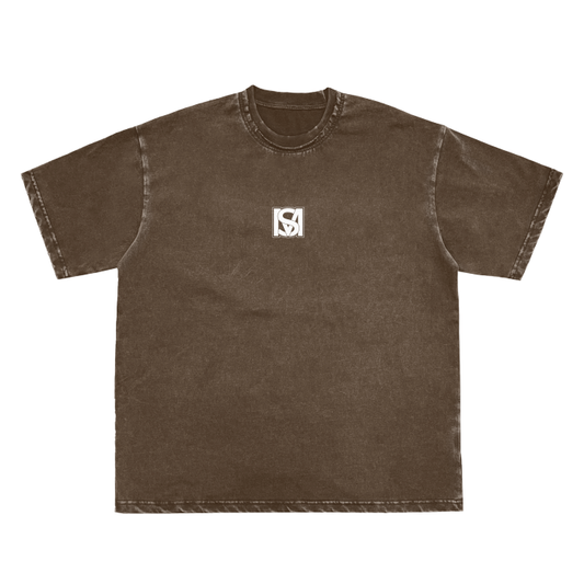 SM Frayed Vintage Washed T-Shirt coffee front