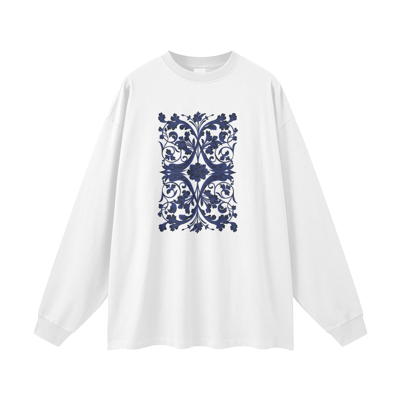 SM Baroque Bloom Long Sleeve T-shirt white front