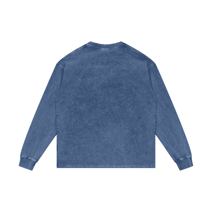 SM Acid Wash Long Sleeve T-shirt dark blue back