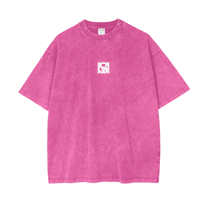 SM Acid Wash T-Shirt hot pink front