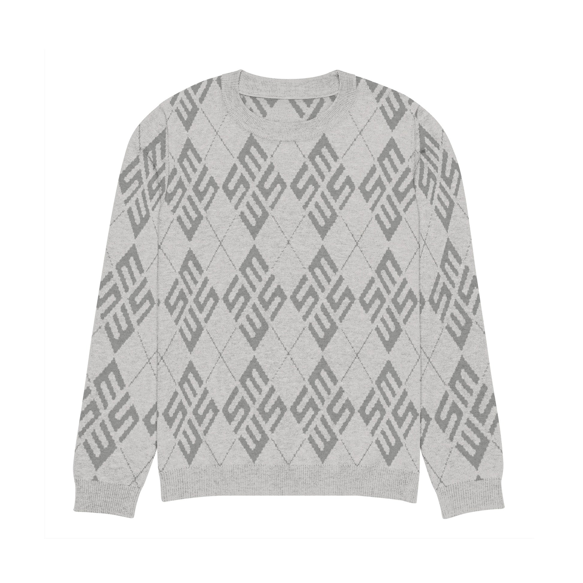 SM Argyle Jacquard Knitted Sweatshirt silver front