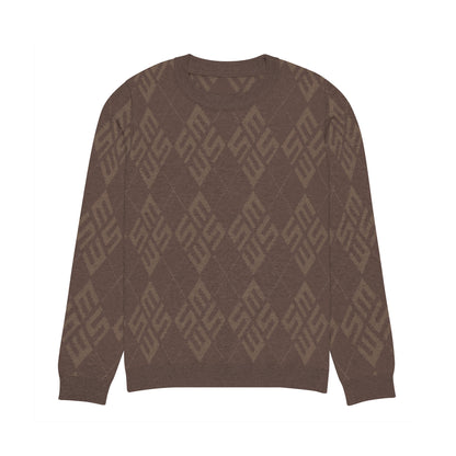 SM Argyle Jacquard Knitted Sweatshirt coffee front