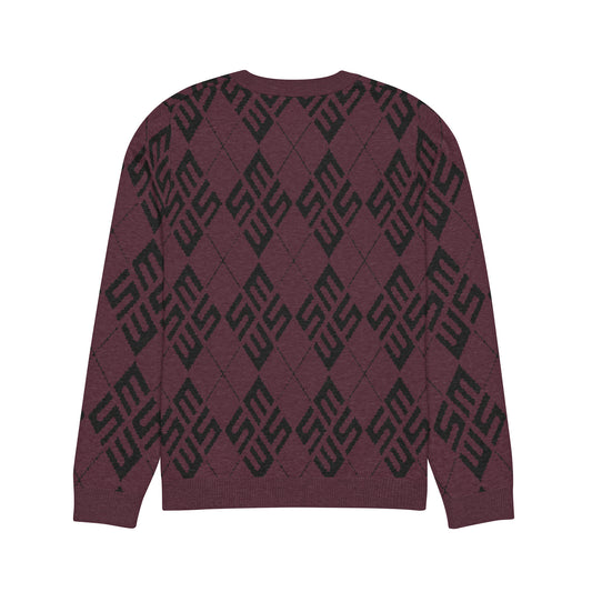 SM Argyle Jacquard Knitted Sweatshirt burgundy back