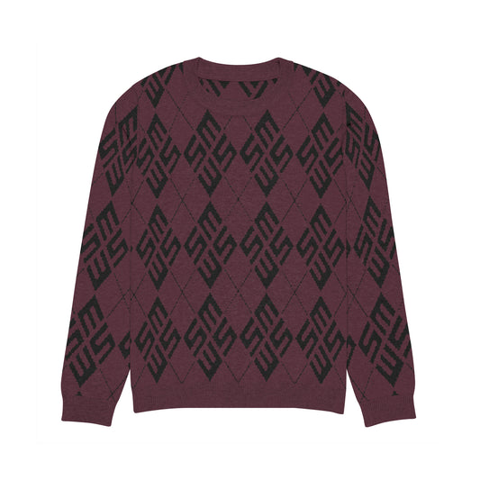 SM Argyle Jacquard Knitted Sweatshirt burgundy front