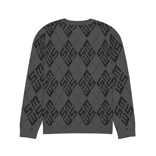 SM Argyle Jacquard Knitted Sweatshirt charcoal back