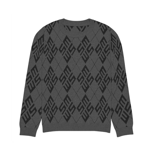 SM Argyle Jacquard Knitted Sweatshirt charcoal front