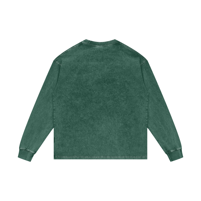 SM Acid Wash Long Sleeve T-shirt dark green back