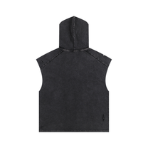 SM Snow Washed Boxy Hooded Tank Top black back
