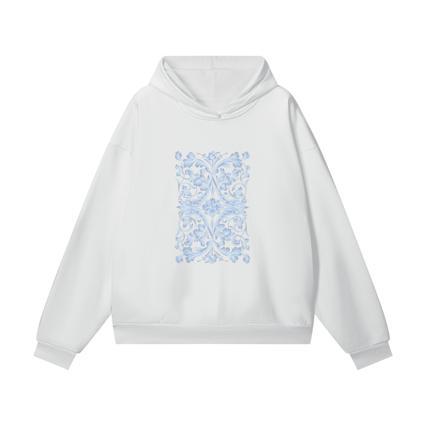 SM Baroque Bloom Hoodie white front