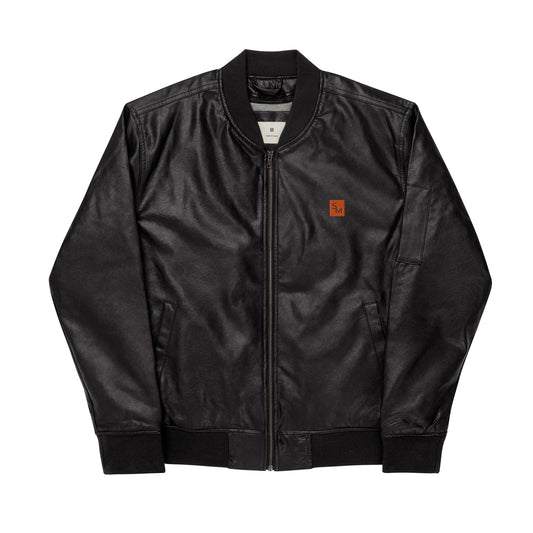 SM Leather Bomber Jacket black front