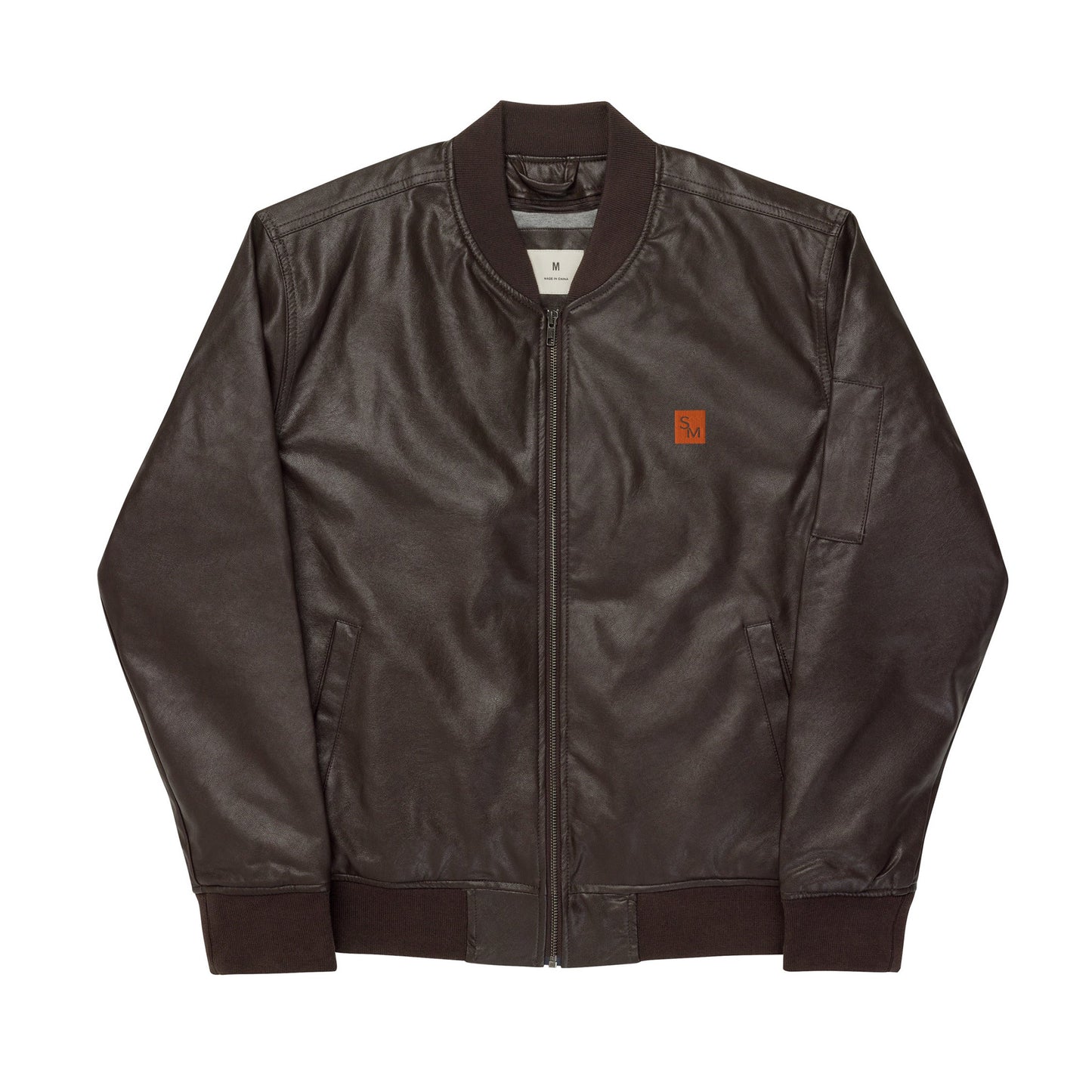 SM Leather Bomber Jacket brown front
