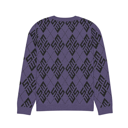 SM Argyle Jacquard Knitted Sweatshirt purple back