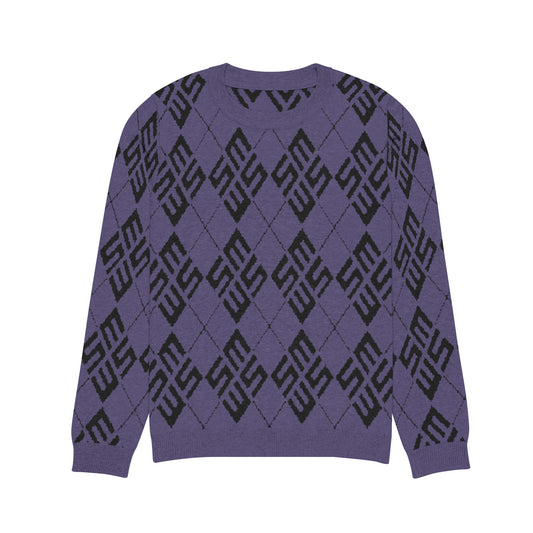 SM Argyle Jacquard Knitted Sweatshirt purple front